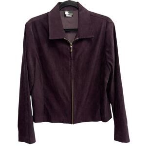 First Option Purple Full Zip Faux Suede Blazer